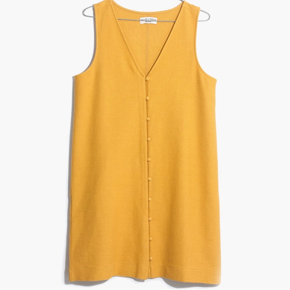 Madewell Texture & Thread Tank Dress Size XS Button Front Goldenrod